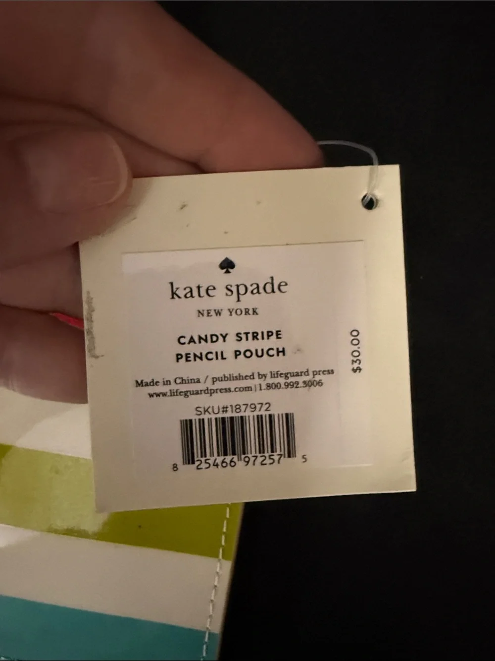 kate spade Striped Patent Pencil Pouch in Pink, Red, Lime, Aqua, White